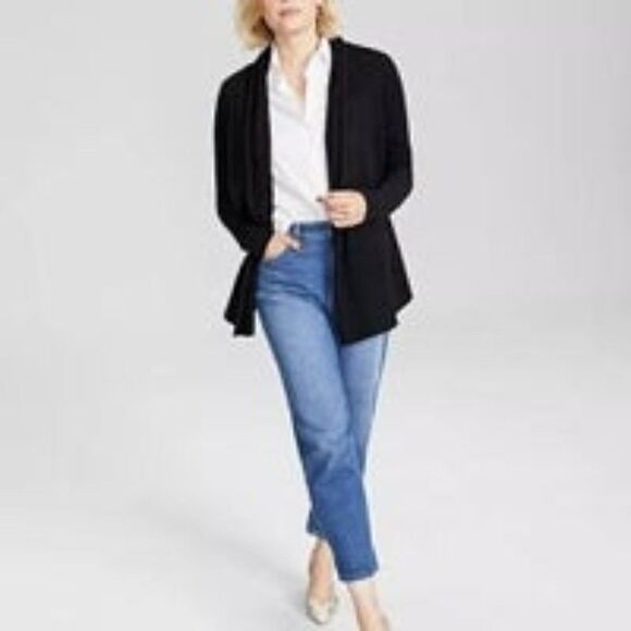 Cashmere Charter Club Luxury Black Cardigan Size M - Picture 1 of 8